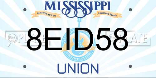 8EID58 Mississippi License Plate