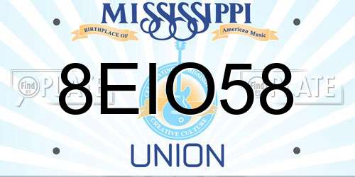 8EIO58 Mississippi License Plate
