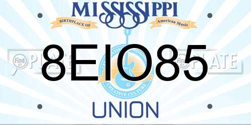 8EIO85 Mississippi License Plate