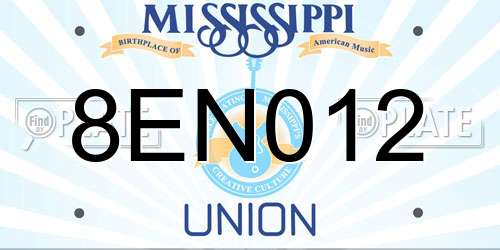 8EN012 Mississippi License Plate