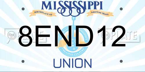 8END12 Mississippi License Plate