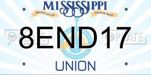 8END17 Mississippi License Plate