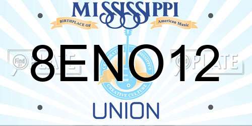 8ENO12 Mississippi License Plate