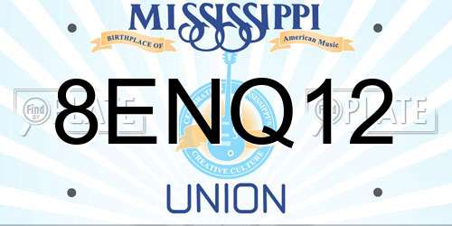 8ENQ12 Mississippi License Plate