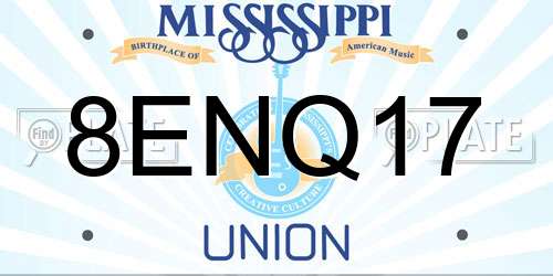 8ENQ17 Mississippi License Plate