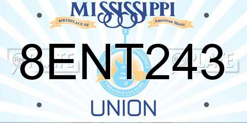 8ENT243 Mississippi License Plate