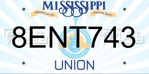 8ENT743 Mississippi License Plate