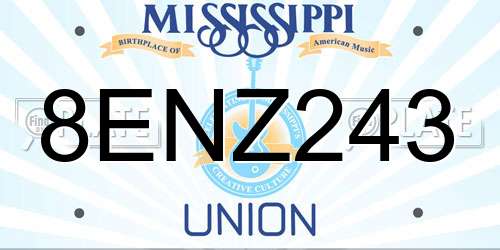 8ENZ243 Mississippi License Plate