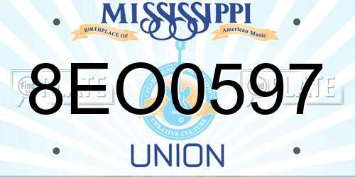 8EO0597 Mississippi License Plate