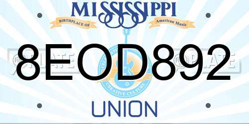 8EOD892 Mississippi License Plate