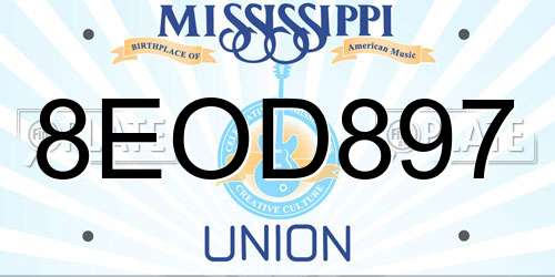 8EOD897 Mississippi License Plate