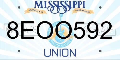 8EOO592 Mississippi License Plate
