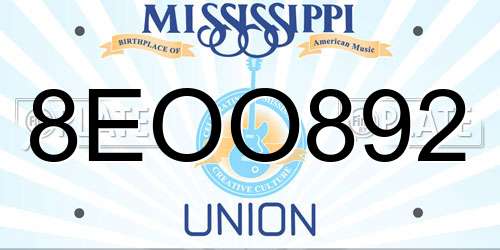 8EOO892 Mississippi License Plate