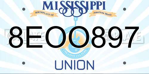 8EOO897 Mississippi License Plate