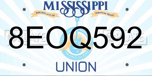 8EOQ592 Mississippi License Plate