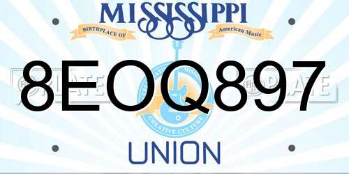 8EOQ897 Mississippi License Plate