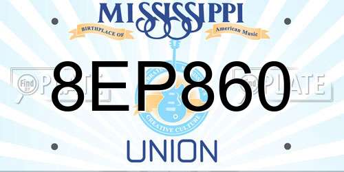 8EP860 Mississippi License Plate