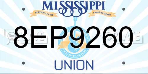 8EP9260 Mississippi License Plate