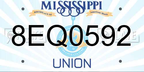 8EQ0592 Mississippi License Plate