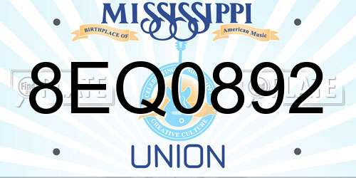 8EQ0892 Mississippi License Plate