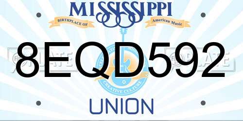 8EQD592 Mississippi License Plate