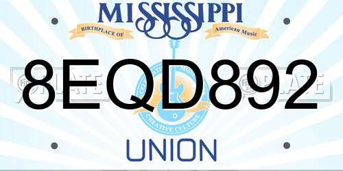 8EQD892 Mississippi License Plate