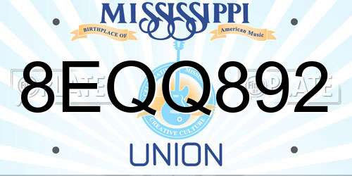 8EQQ892 Mississippi License Plate