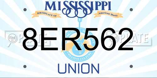 8ER562 Mississippi License Plate