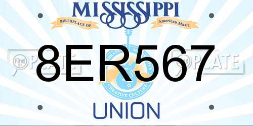 8ER567 Mississippi License Plate