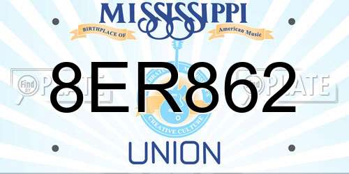 8ER862 Mississippi License Plate