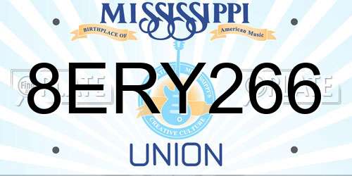 8ERY266 Mississippi License Plate