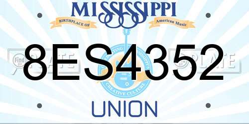 8ES4352 Mississippi License Plate