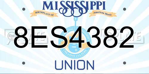 8ES4382 Mississippi License Plate