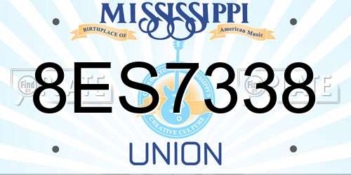 8ES7338 Mississippi License Plate