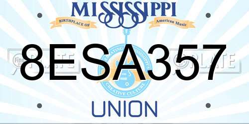 8ESA357 Mississippi License Plate