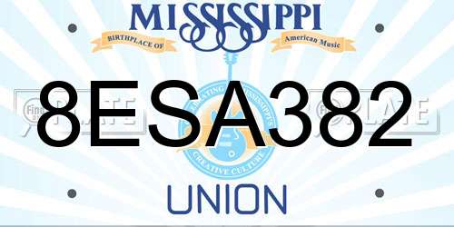 8ESA382 Mississippi License Plate