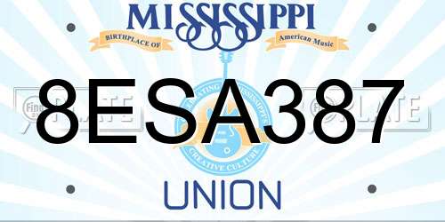 8ESA387 Mississippi License Plate