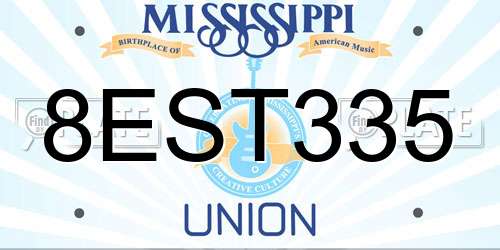 8EST335 Mississippi License Plate