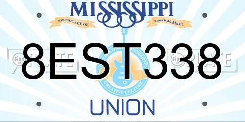 8EST338 Mississippi License Plate