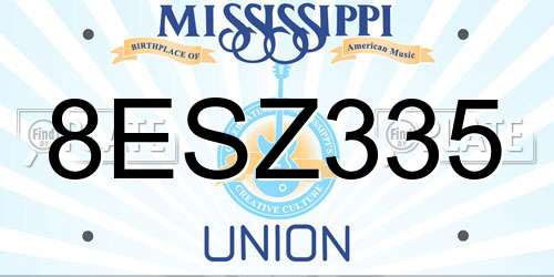 8ESZ335 Mississippi License Plate