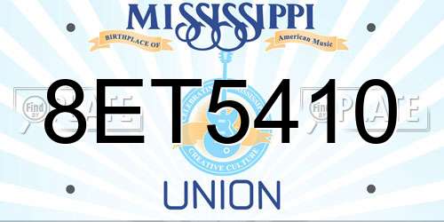 8ET5410 Mississippi License Plate