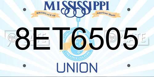 8ET6505 Mississippi License Plate