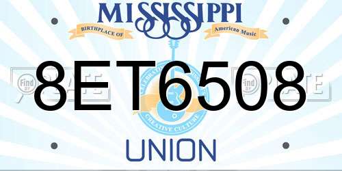 8ET6508 Mississippi License Plate