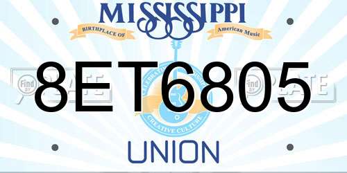 8ET6805 Mississippi License Plate