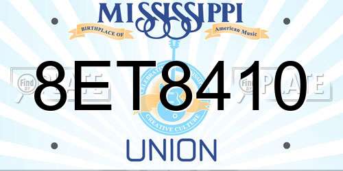 8ET8410 Mississippi License Plate