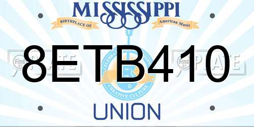 8ETB410 Mississippi License Plate