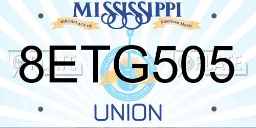 8ETG505 Mississippi License Plate