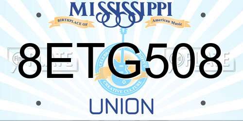 8ETG508 Mississippi License Plate