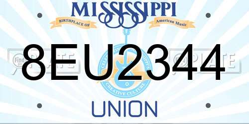 8EU2344 Mississippi License Plate