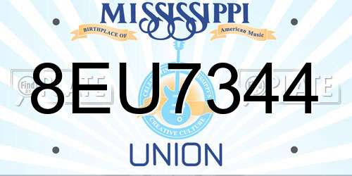 8EU7344 Mississippi License Plate